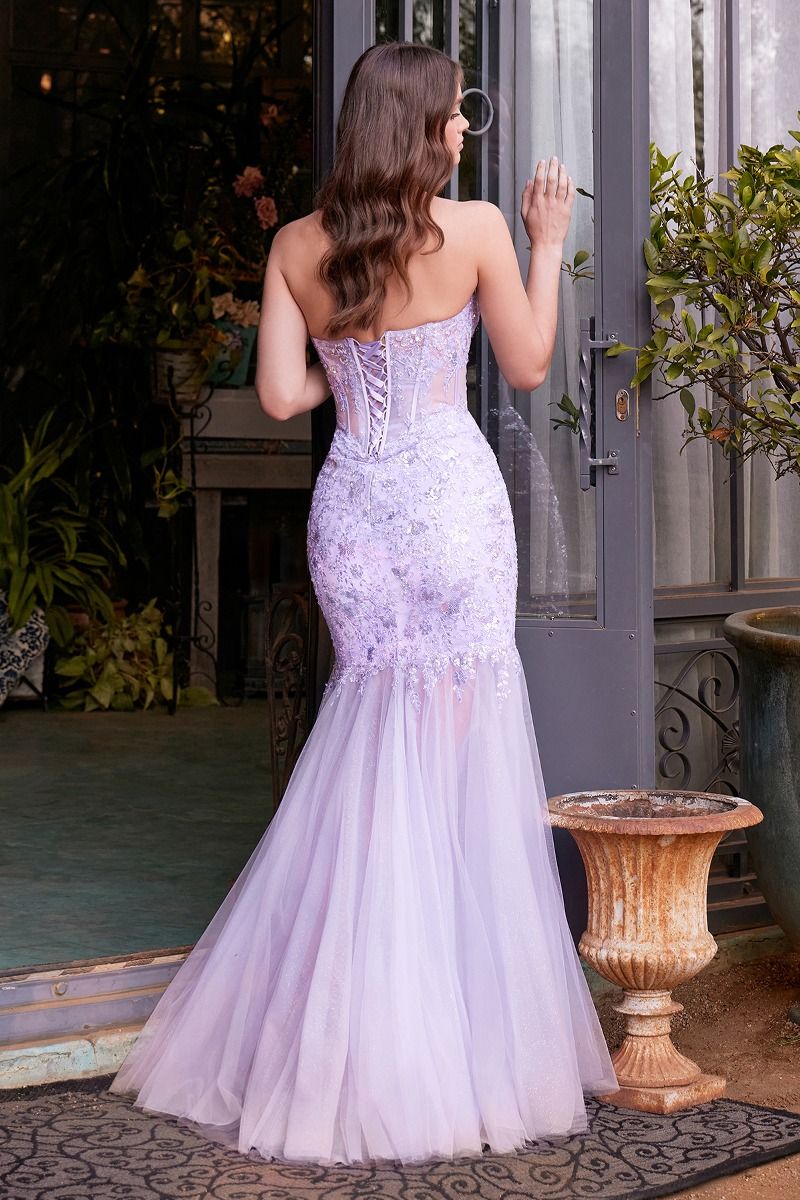 A1388 SEQUIN FLORAL MERMAID GOWN LAVENDER Andrea & Leo FINAL