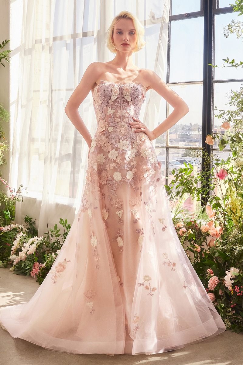 A1453 SPRING FLORAL APPLIQUÉ A- GOWN Andrea & Leo