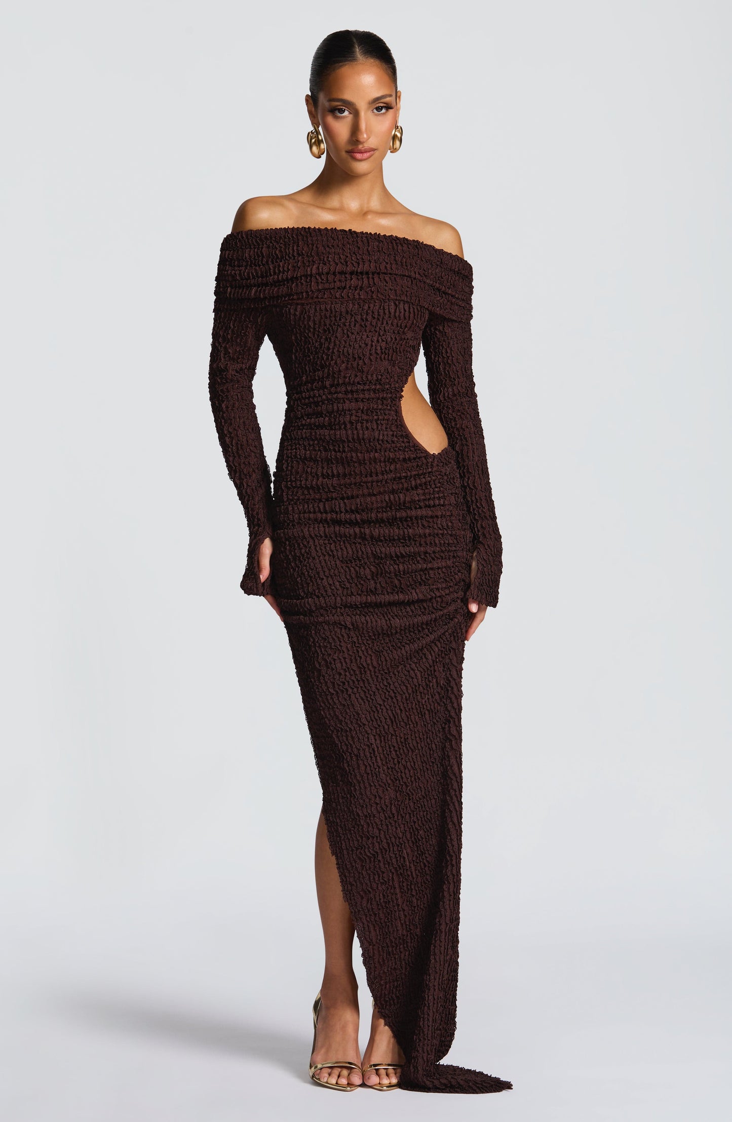 Adelphia Midi Dress Plum Brown