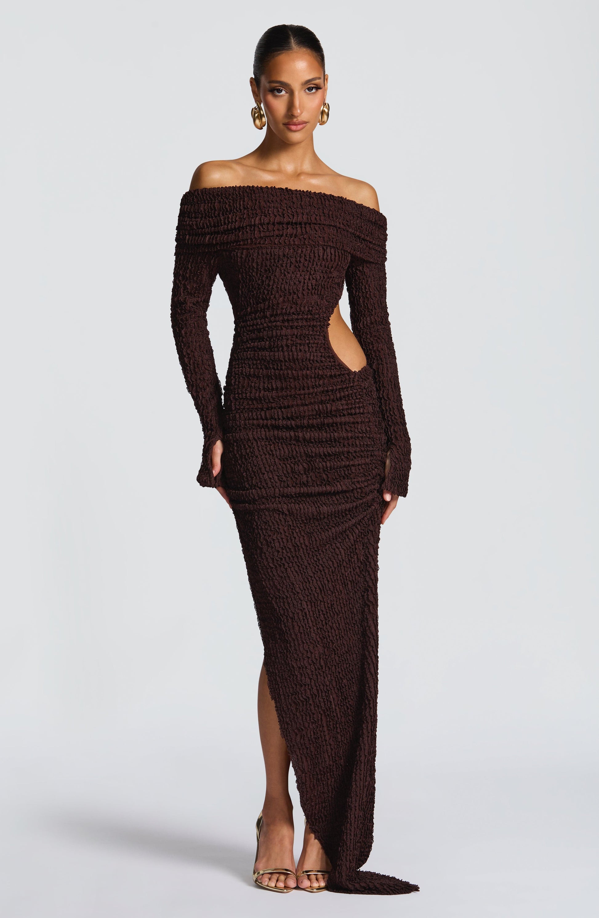 Adelphia Midi Dress Plum Brown