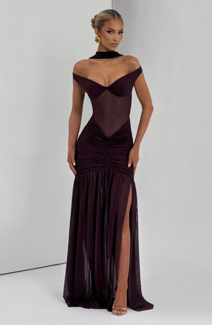 Alaia Maxi Dress Plum