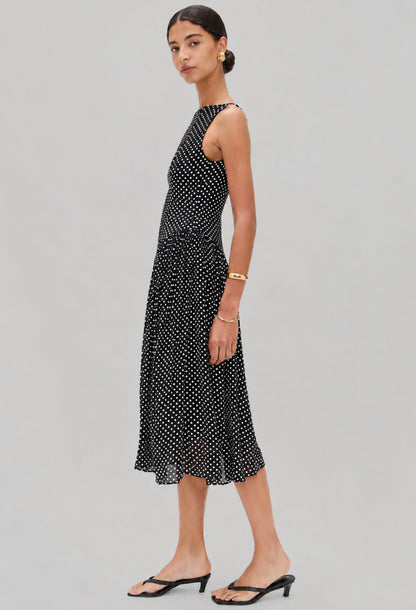 Anelis Polka Dot Midi Dress Black