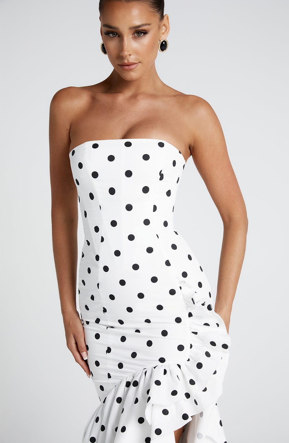 Angelina Maxi Dress Black Polka Dot Print