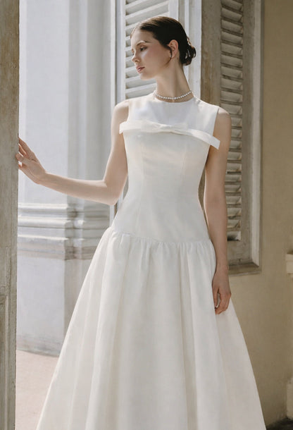 Antonie Midi Dress With Bow White