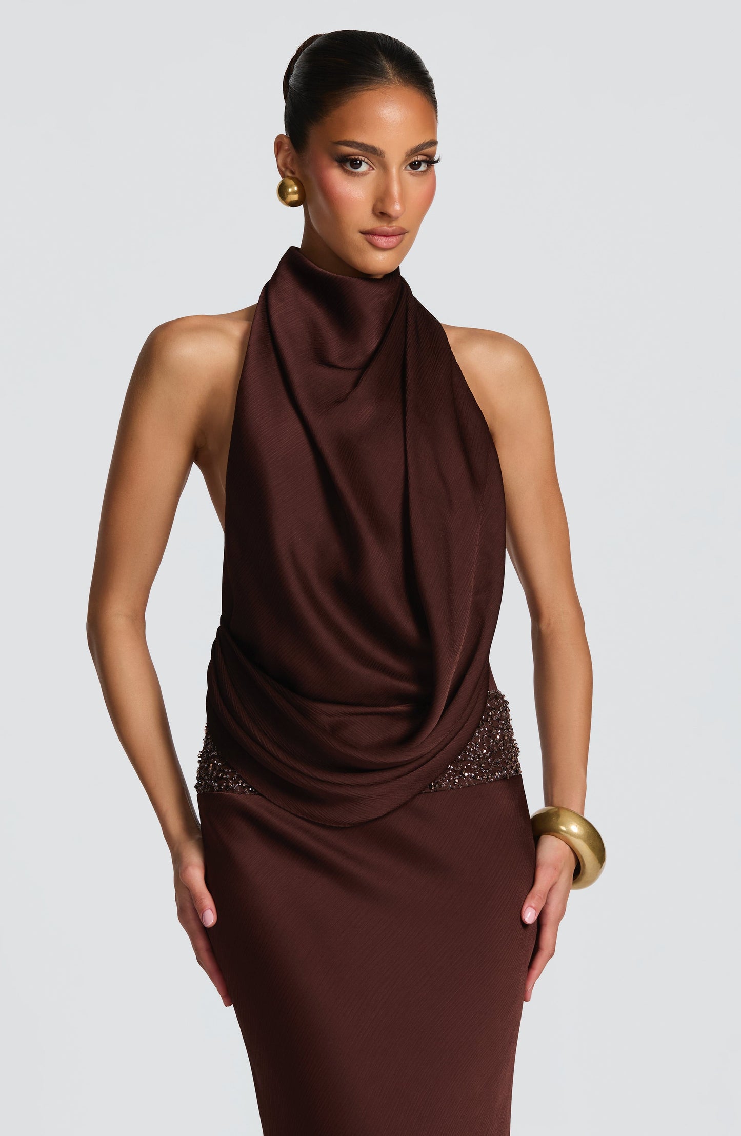 Armelle Maxi Dress Plum Brown