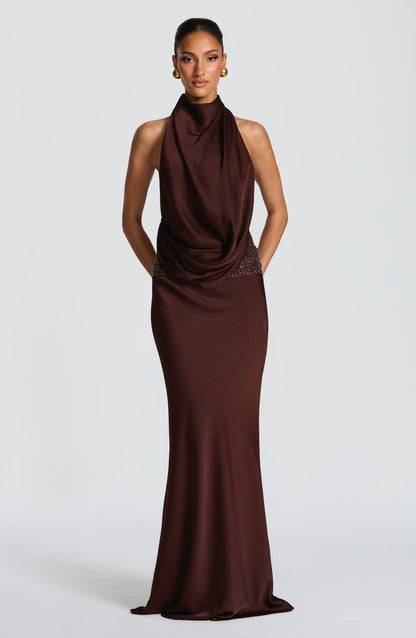 Armelle Maxi Dress Plum Brown