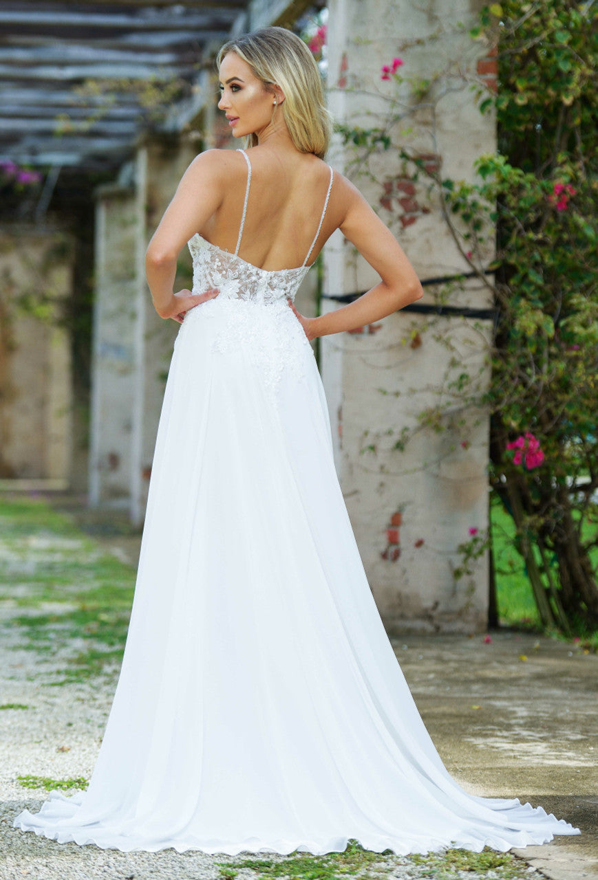 Avianna Gown Floral Lace A- Chiffon Dress