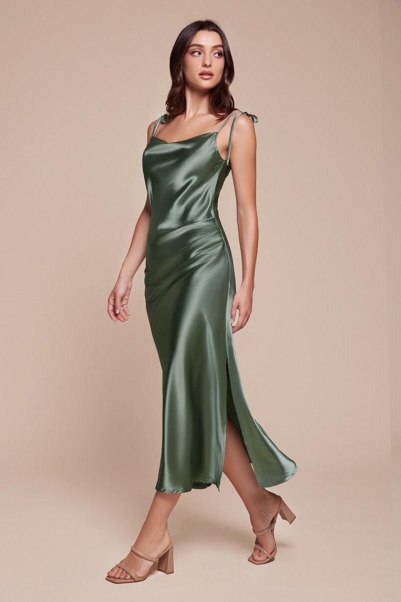Lorena Midi Dress Satin Cowl Neck Slip Dress