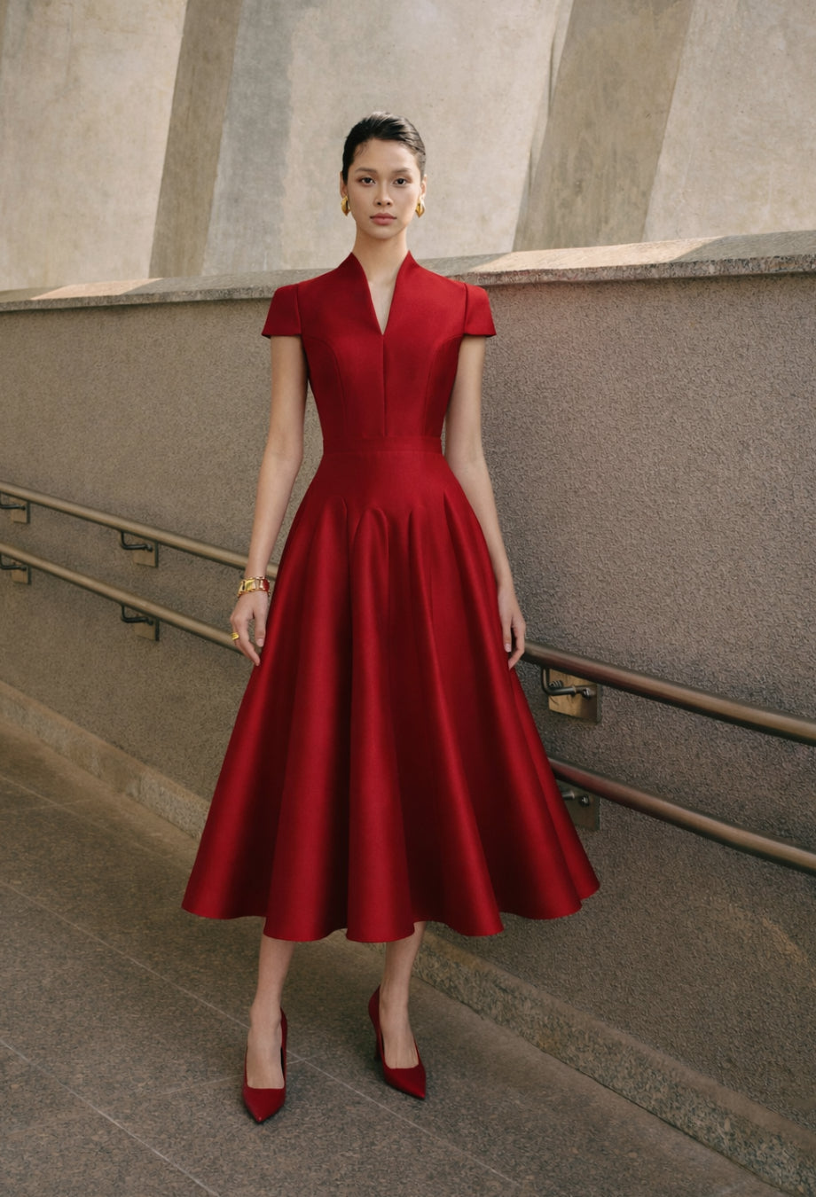 Betty Midi Dress Red