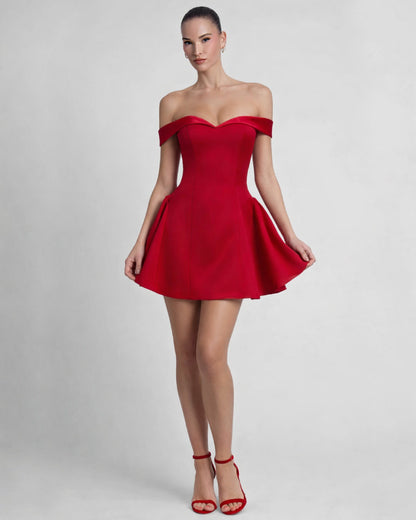 Briella Off-the-Shoulder Mini Dress Red