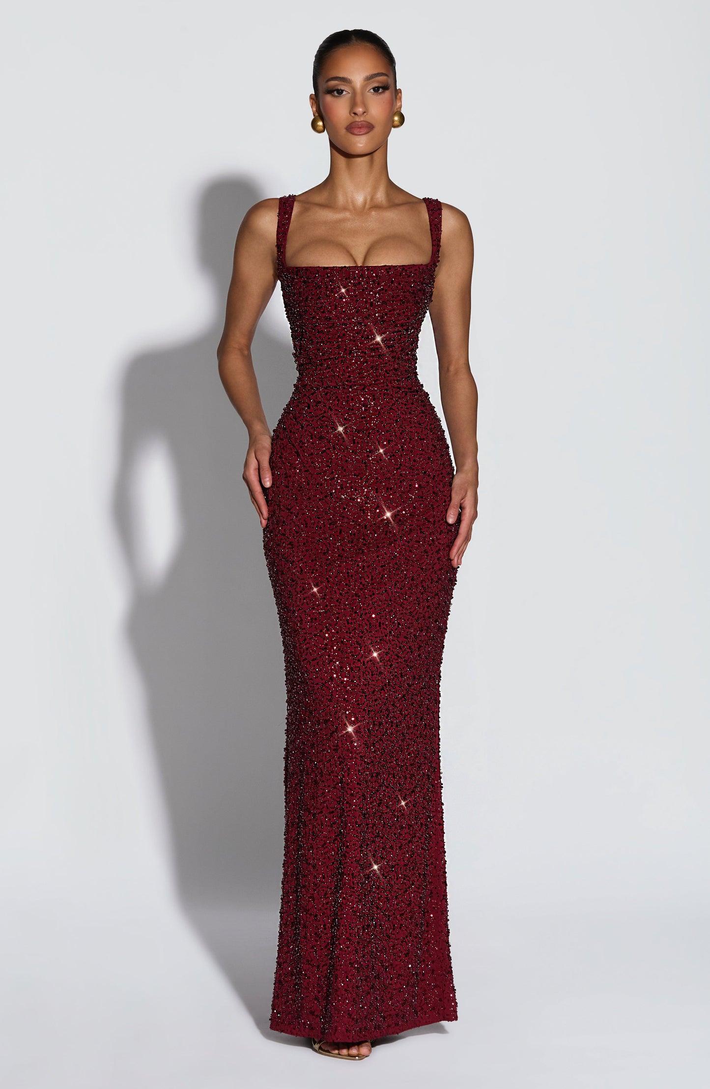 Calanthe Maxi Dress Burgundy Sparkle