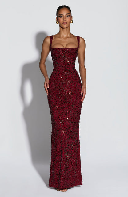 Calanthe Maxi Dress Burgundy Sparkle