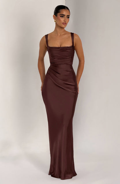Calanthe Maxi Dress Plum Brown