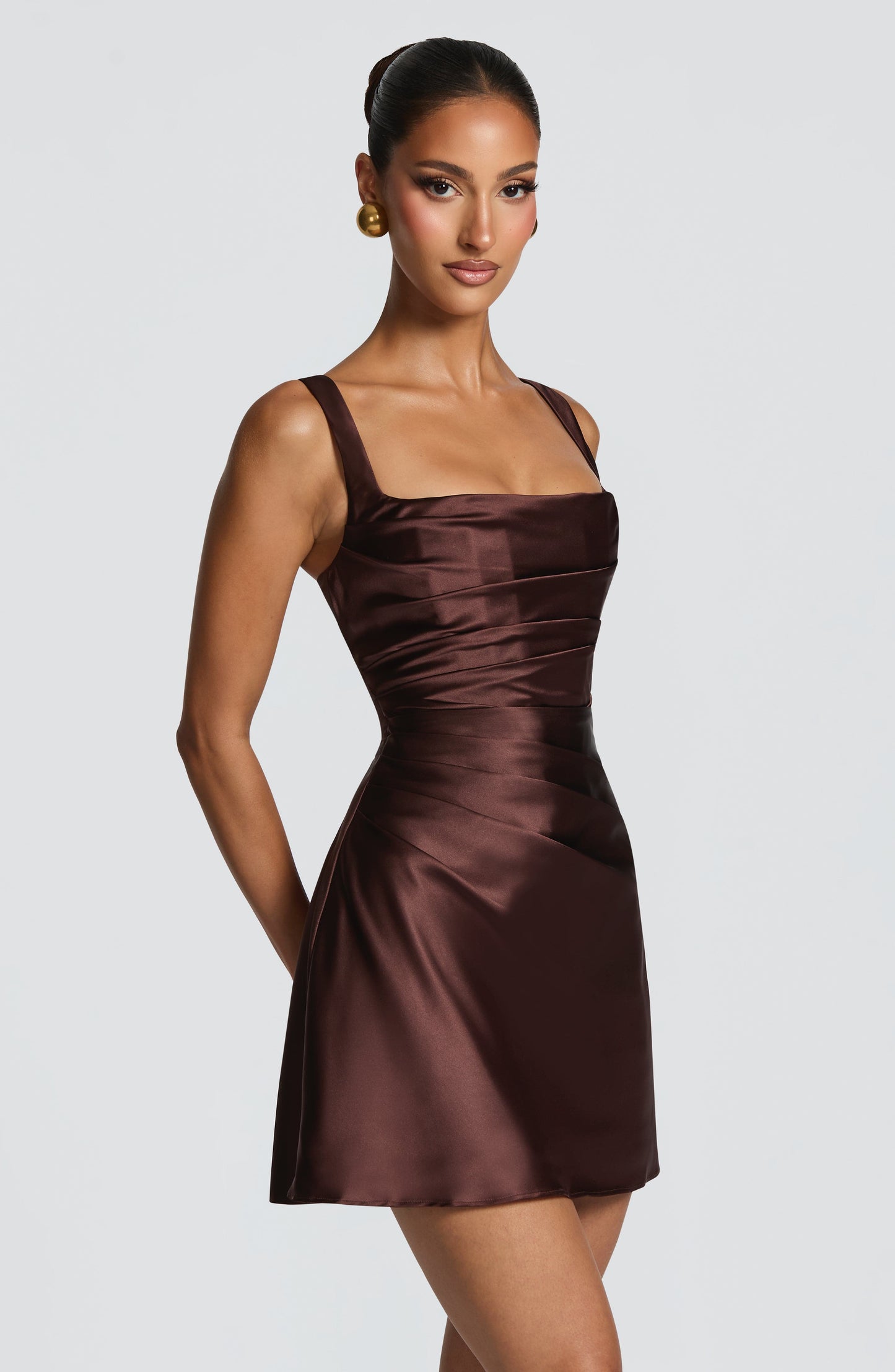 Calanthe Mini Dress Plum Brown