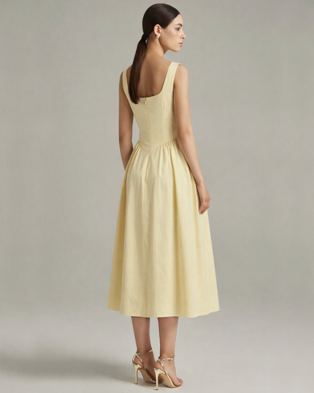 Carmen Cotton Midi Sundress With Pockets Lemon
