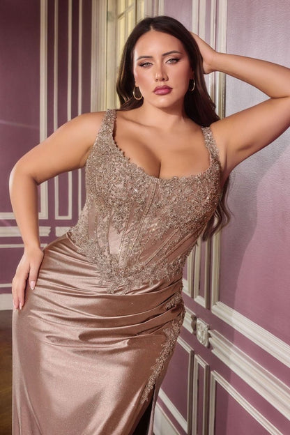 HANNAH GOWN FITTED GOWN WITH BEADED BODICE