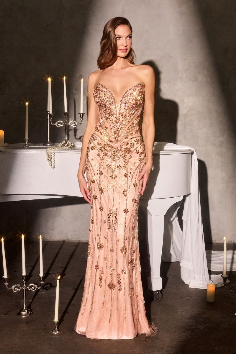 Katarina Gown Crystal Embellished Sweetheart Evening Dress
