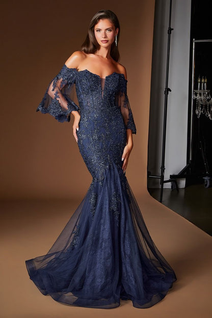Margareta Gown Bell Sleeve Lace Mermaid Dress