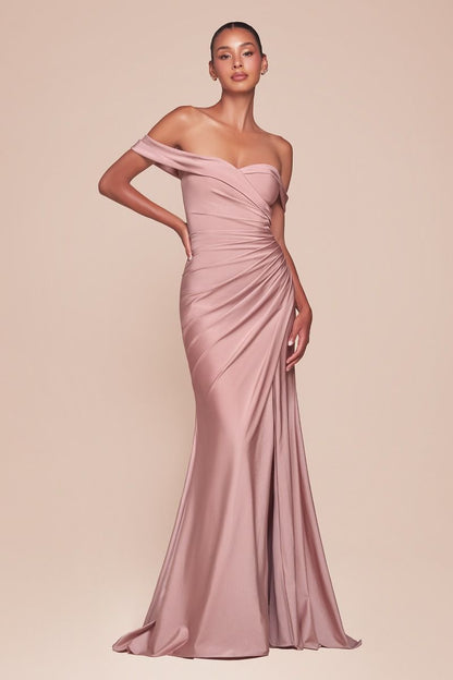 FREYA GOWN OFF THE SHOULDER STRETCH SPANDEX DRESS