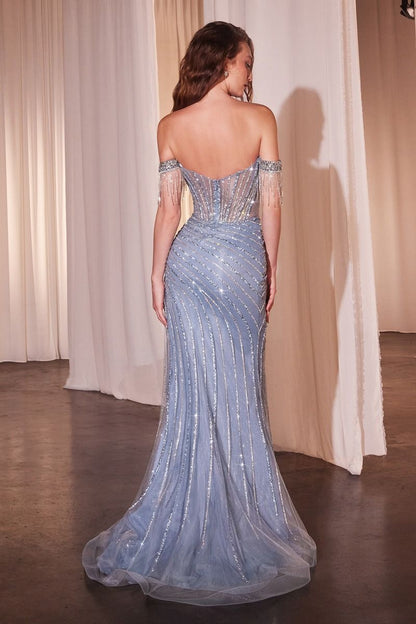 Paris Gown FULLY EMBELLISHED OFF THE SHOULDER EVENING GOWN