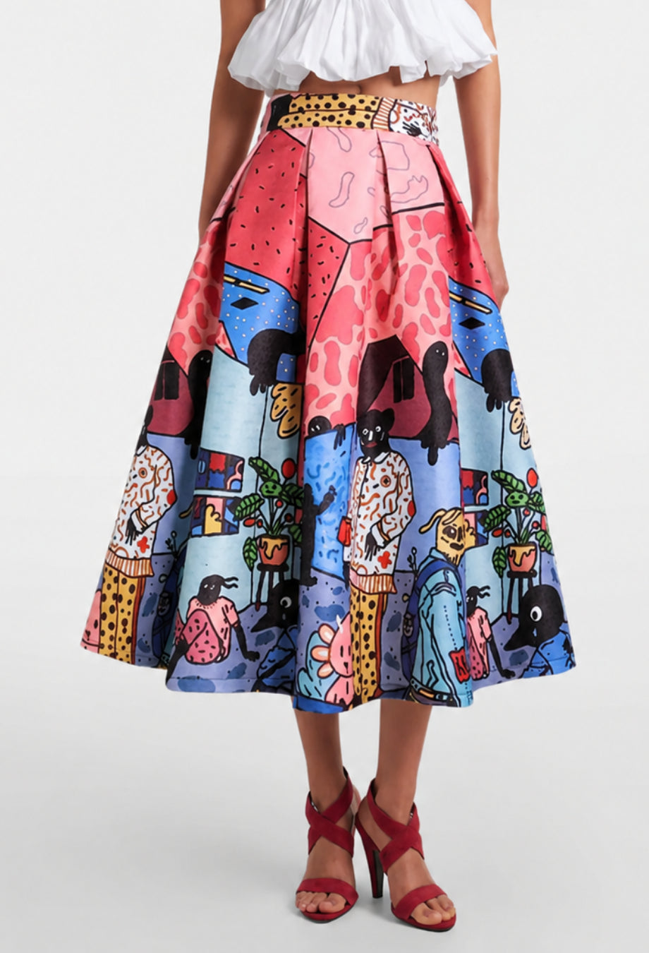 Clara Vintage Pleated Midi Skirt