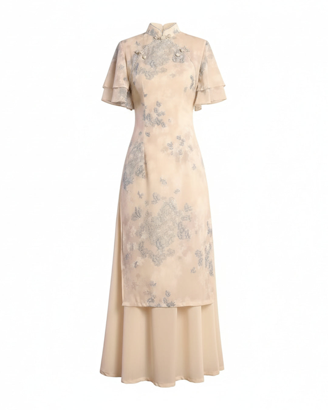 Coquette Modernized Áo Dài Dress Blue
