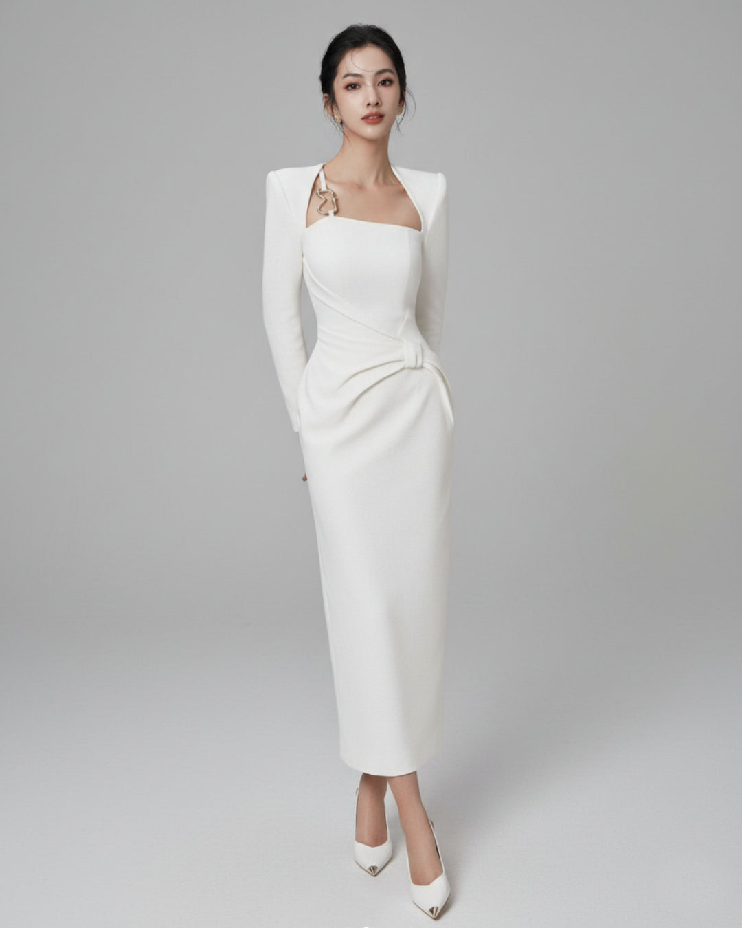 Courtney Midi Dress Ivory