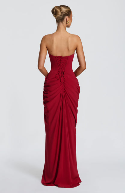 Cyra Maxi Dress Deep Red