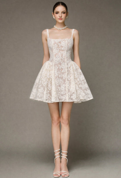 Daisy Lace Mini Dress Ivory
