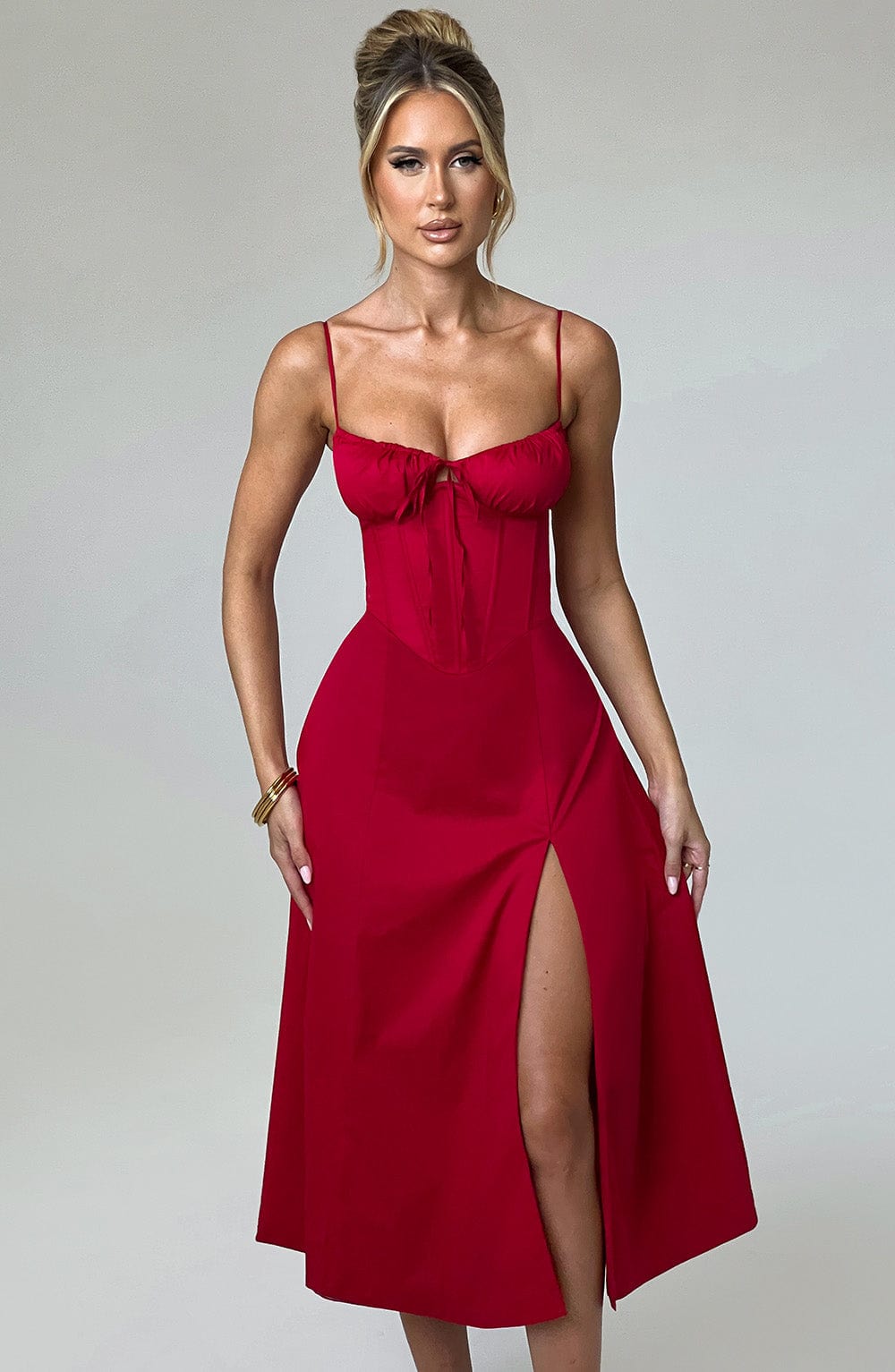 Deanna Midi Dress Red