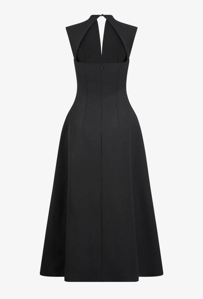 Debutante Backless Midi Dress Black