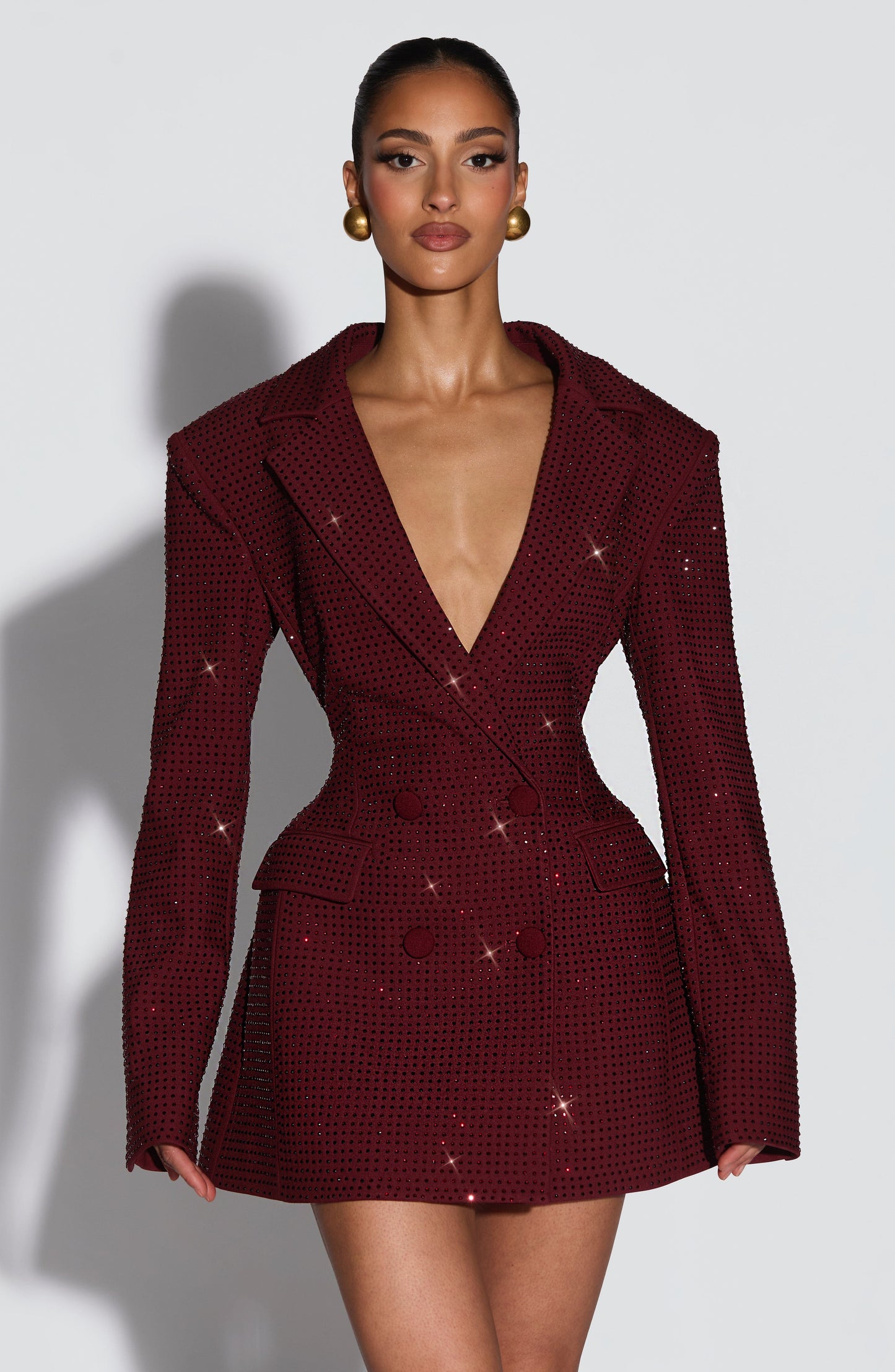 Elvira Mini Dress Burgundy Sparkle