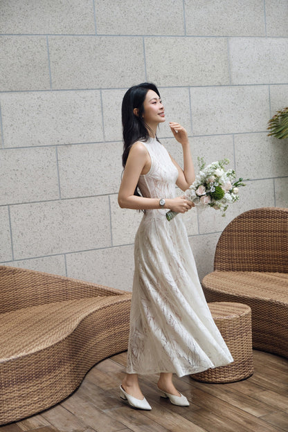 Emery Lace Midi Dress Ivory