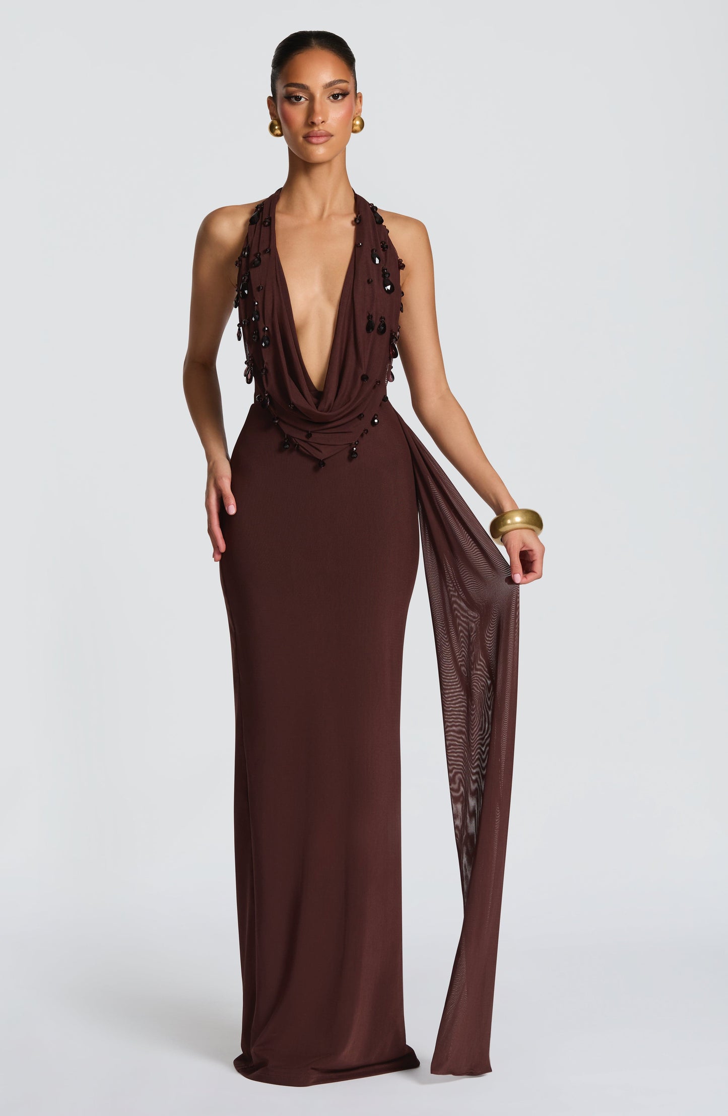 Fabia Maxi Dress Plum Brown