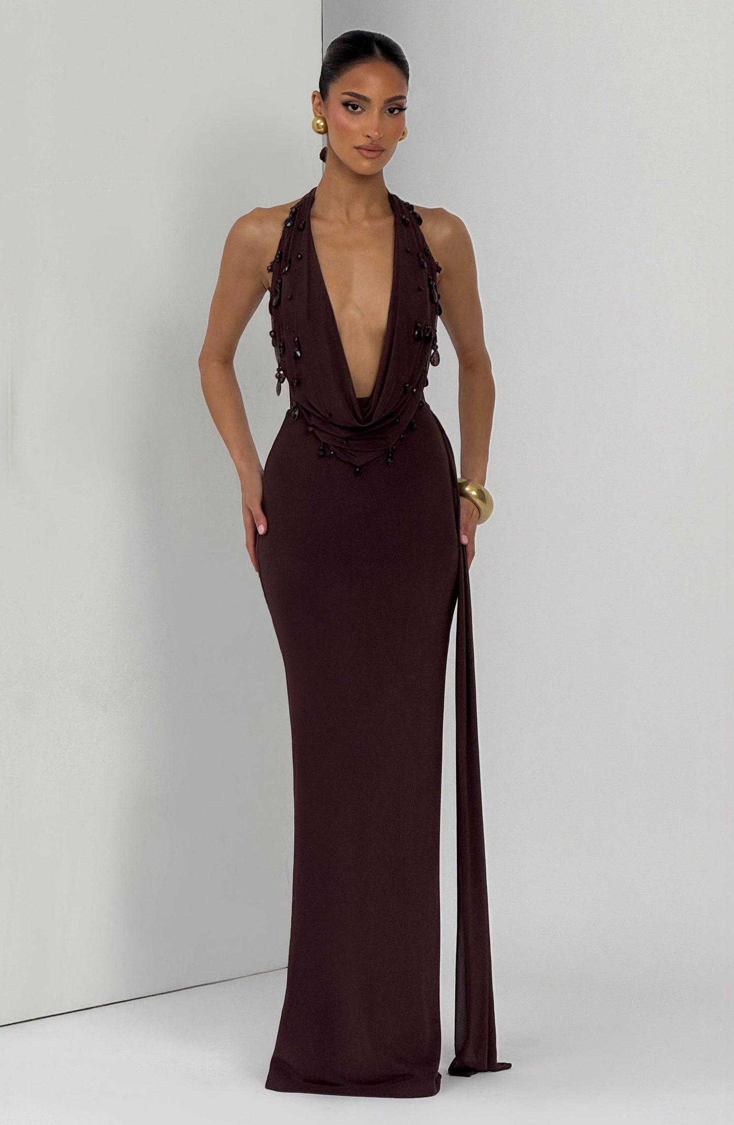 Fabia Maxi Dress Plum Brown