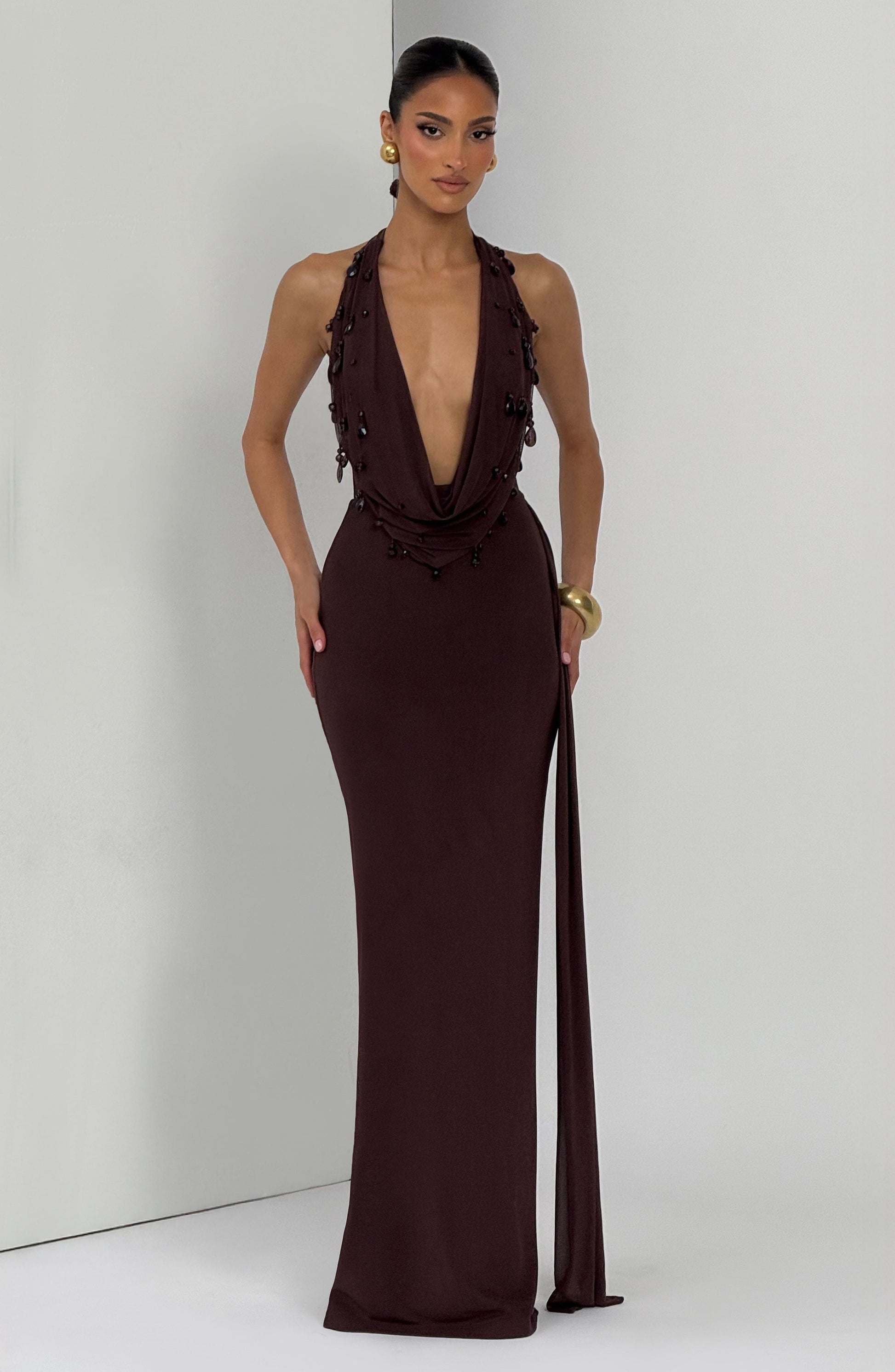 Fabia Maxi Dress Plum Brown