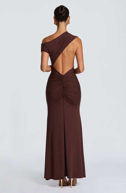 Fiora Maxi Dress Plum Brown