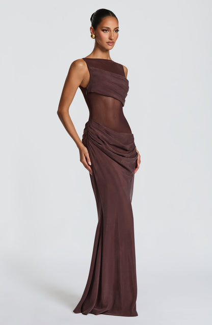 Gracelyn Maxi Dress Plum Brown