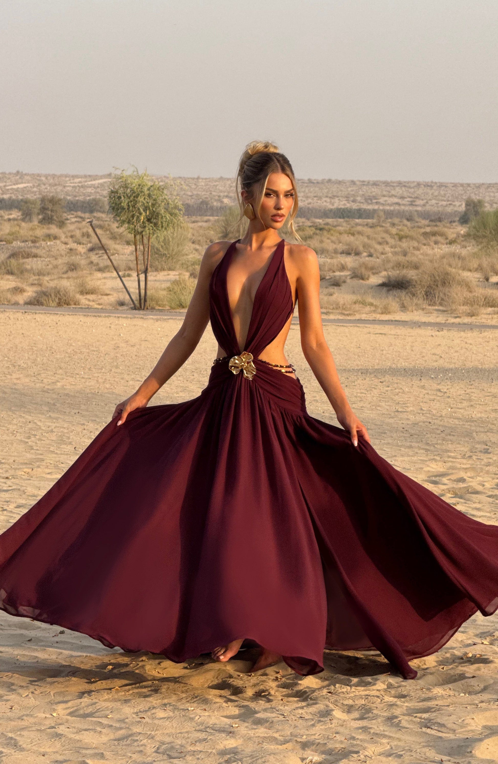 Indianna Maxi Dress Cherry Lacquer