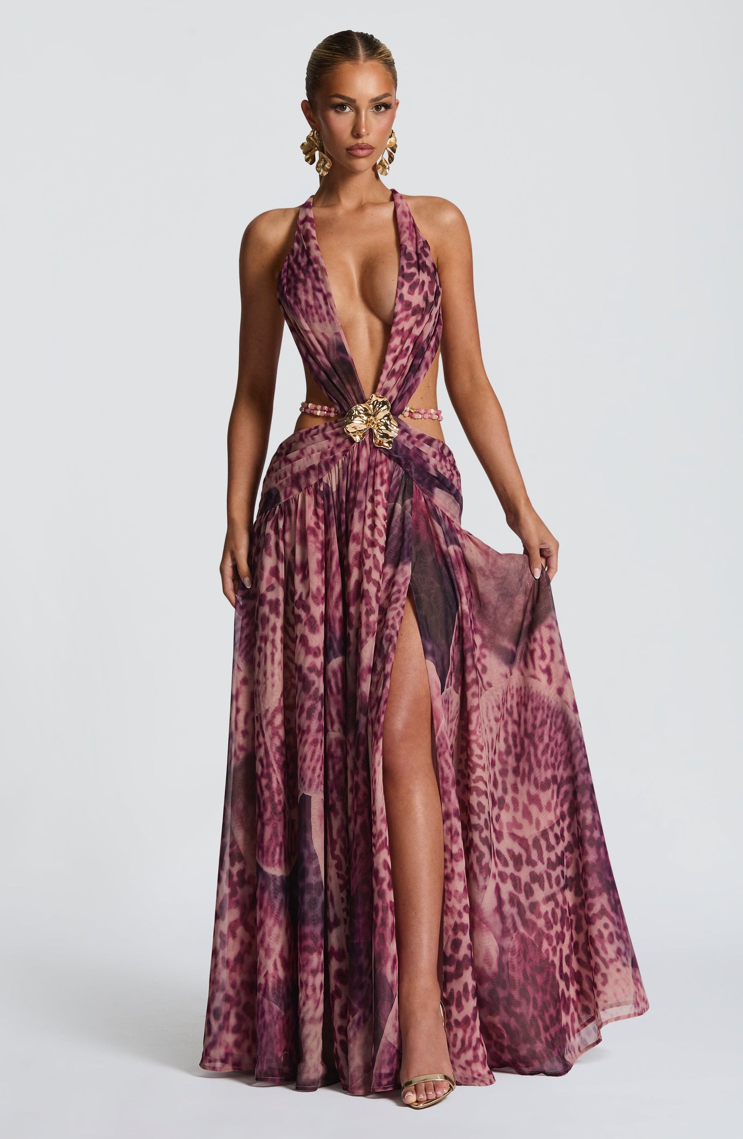 Indianna Maxi Dress Magenta Orchid Print