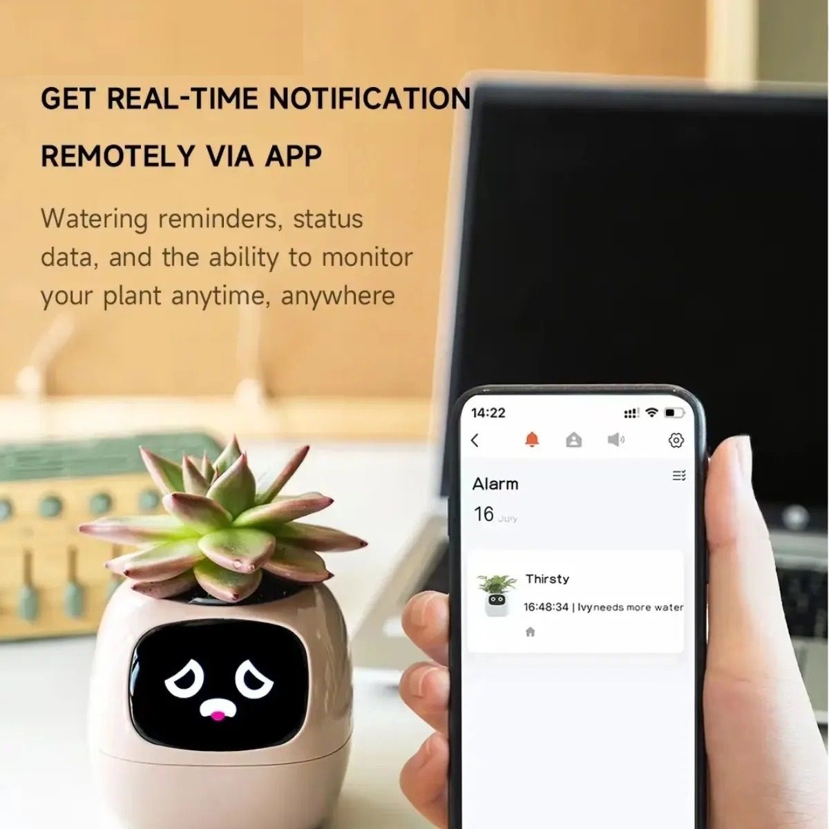 Interactive AI Smart Planter With Expressions And Sensor Technology
