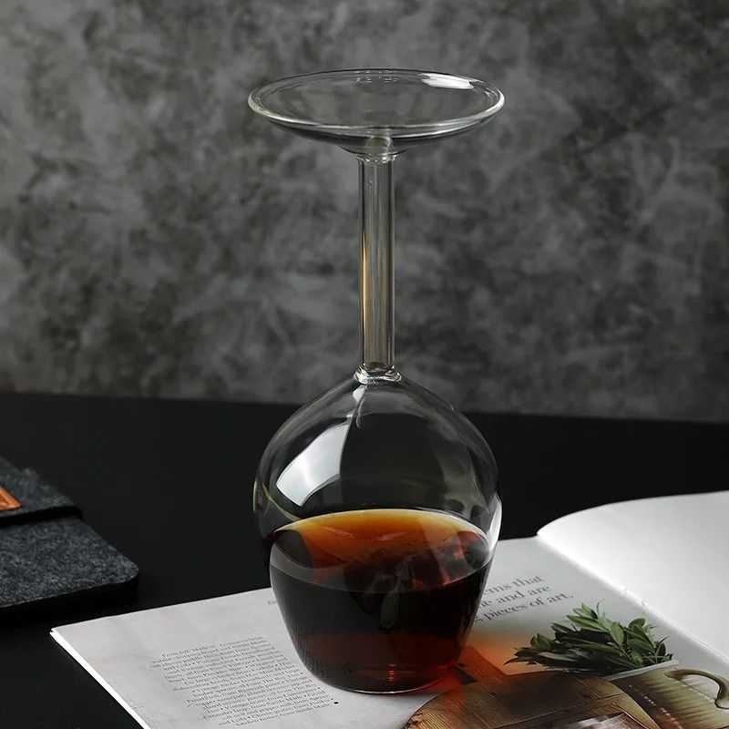 Creative Upside Down Wine Glass With Long Stem Unique 400ml Wine Cup