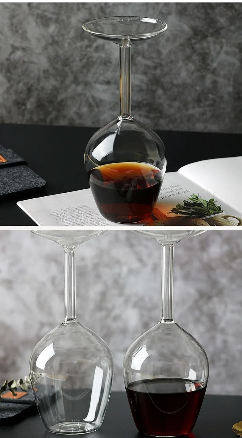Creative Upside Down Wine Glass With Long Stem Unique 400ml Wine Cup 2