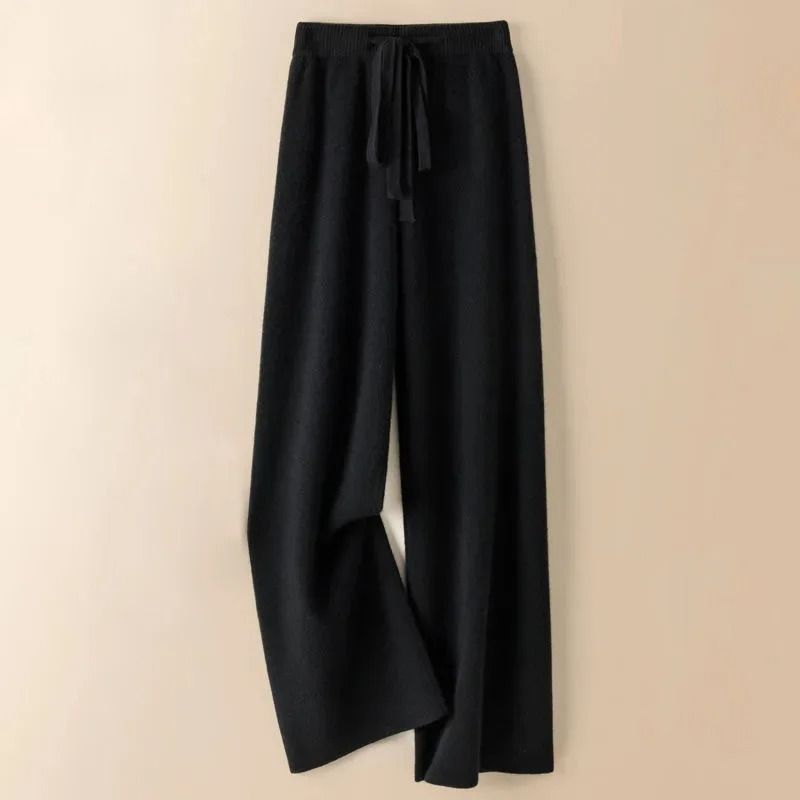 Thick Warm Knitted High Waist Pants For Women Casual Straight Leg Ankle Length 5
