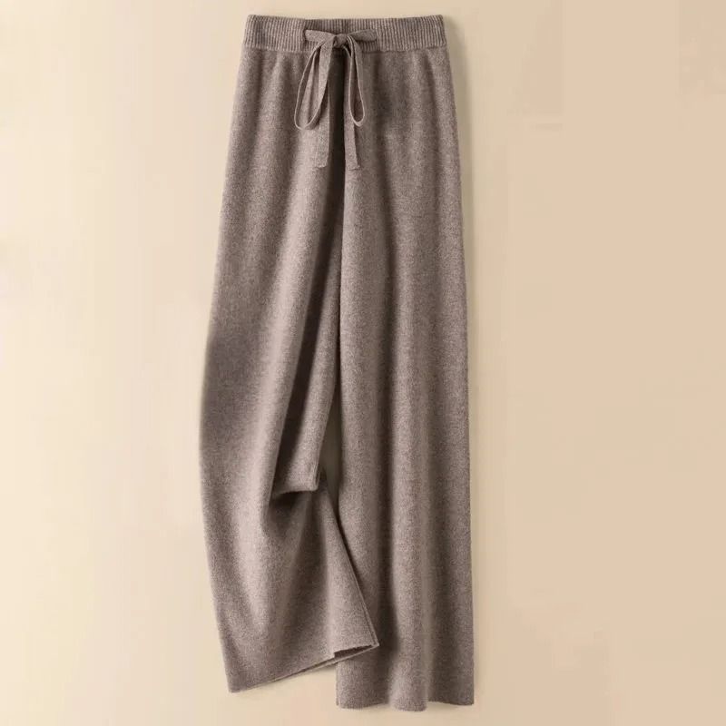 Thick Warm Knitted High Waist Pants For Women Casual Straight Leg Ankle Length 6
