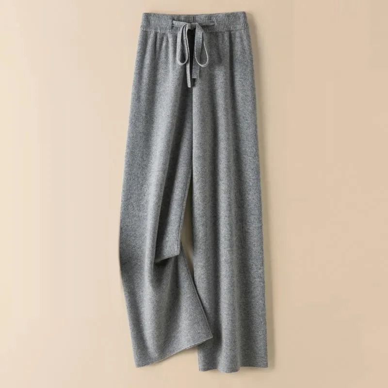 Thick Warm Knitted High Waist Pants For Women Casual Straight Leg Ankle Length 7