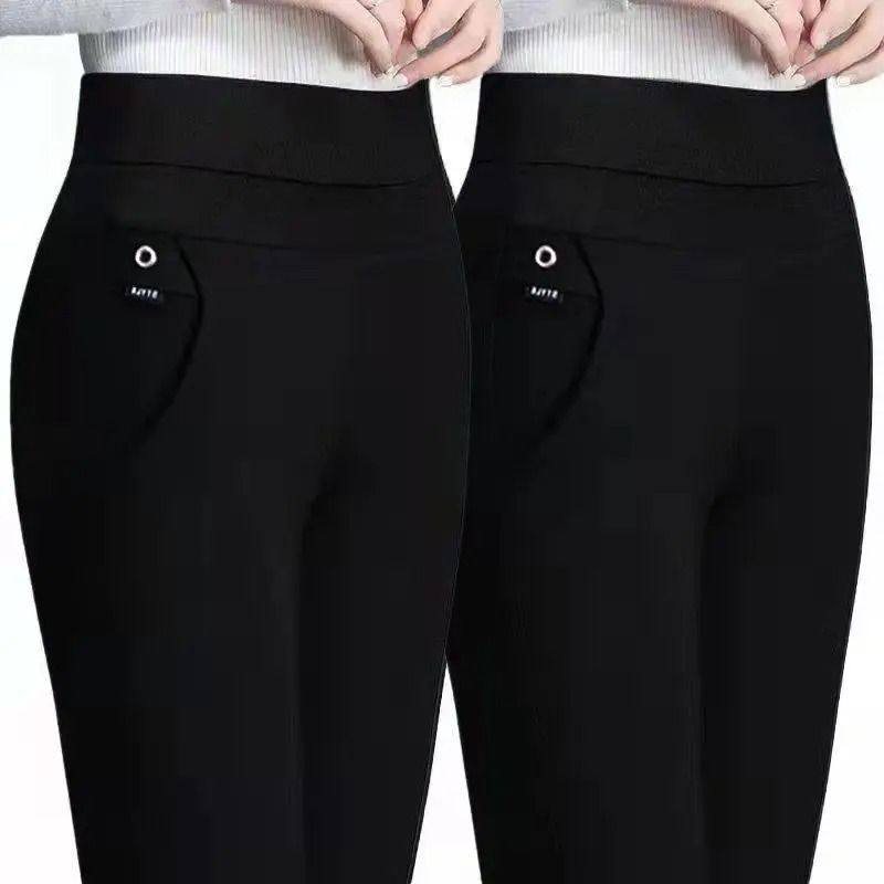 Elegant High Waist Straight Pants For Women With Elastic Waistband 3