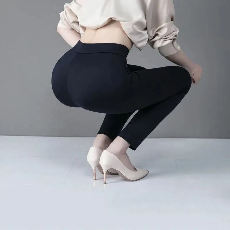 Elegant High Waist Straight Pants For Women With Elastic Waistband 5