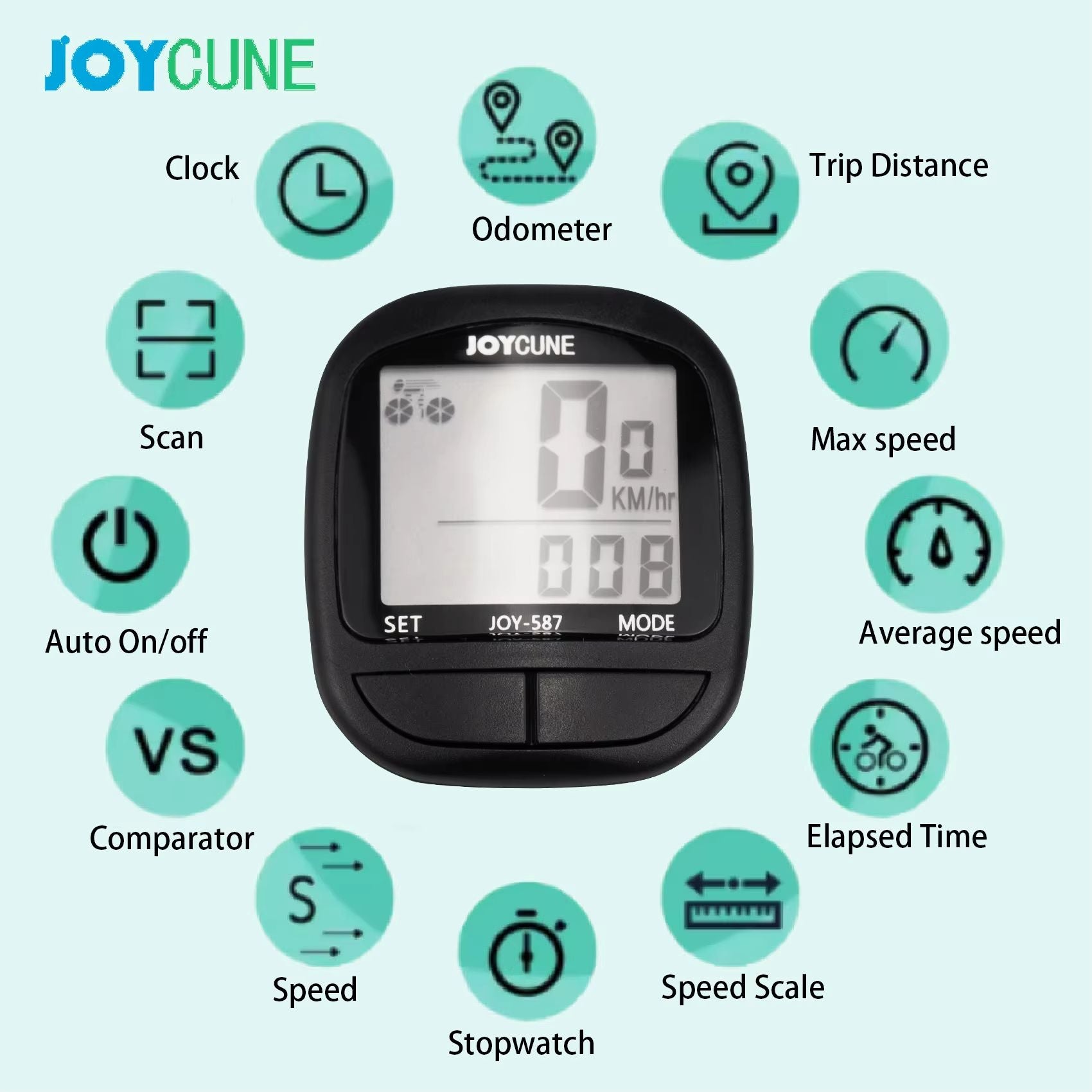 Waterproof Bike Computer With Wired Speedometer And Odometer  LED Display Cycling Stopwatch 2