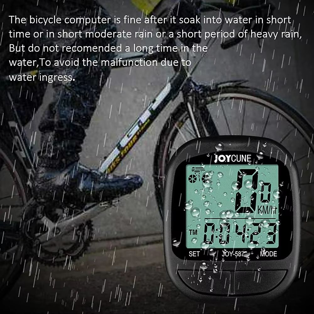 Waterproof Bike Computer With Wired Speedometer And Odometer  LED Display Cycling Stopwatch 3